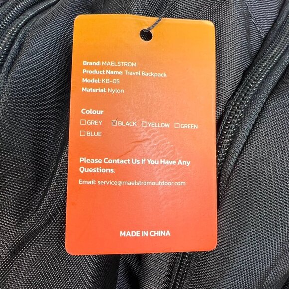 Maelstrom KB-05 Unisex Black Nylon Adjustable Strap Travel Backpack - Picture 12 of 13